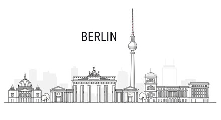 Berlin city skyline with famous landmarks. © Kopi