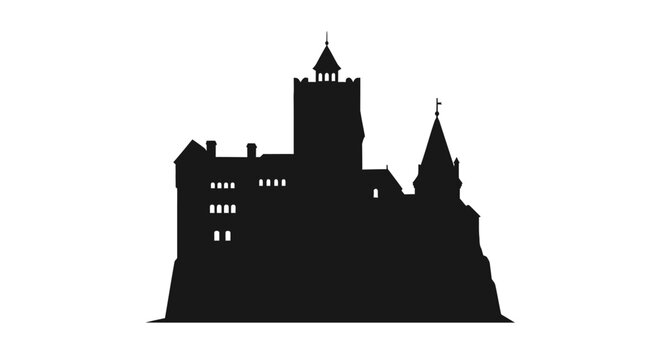 Black silhouette of old castle.