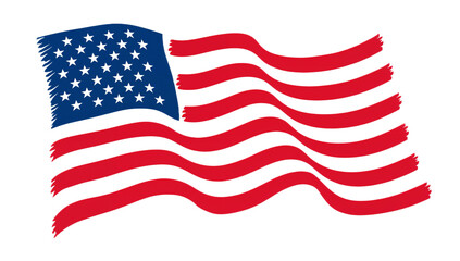 Fototapeta premium Stylized Illustration of the Waving American Flag with Stars and Stripes, Representing Freedom and Patriotism