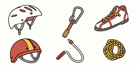 climbing equipment set with helmet and rope Vector © Ruhi
