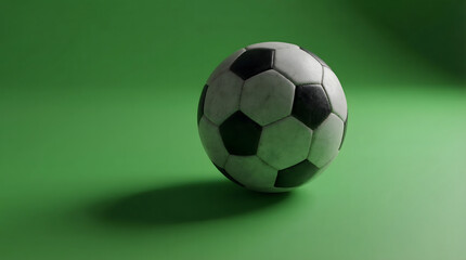 Classic soccer ball isolated on green screen background minimal sports concept with dramatic studio lighting