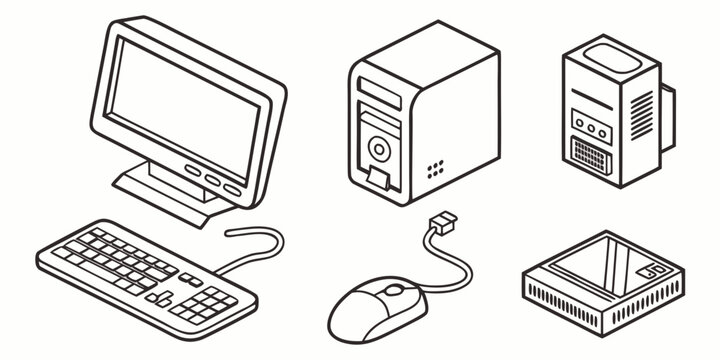 computer system components and peripherals Vector