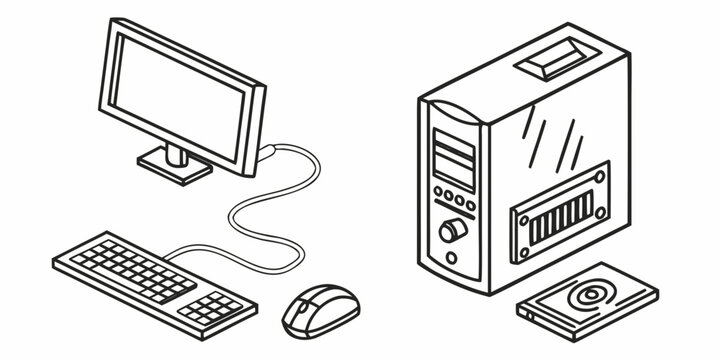 a computer and its peripherals Vector