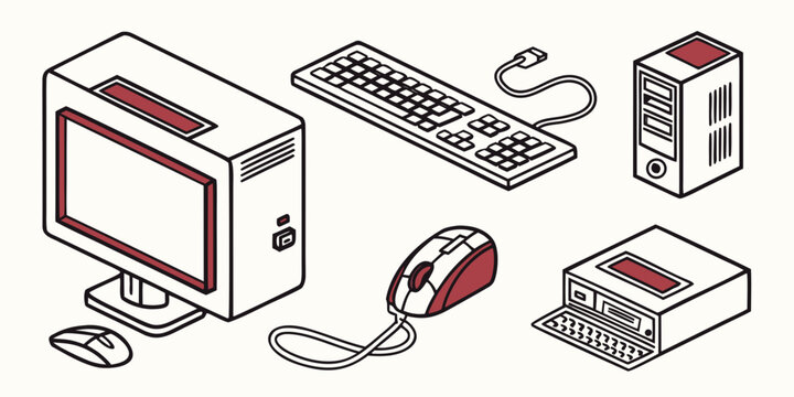computer system components and peripherals Vector
