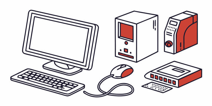 computer system components and peripherals Vector