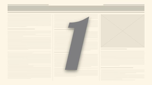 Vintage newspaper layout featuring a colorful countdown timer from five to one