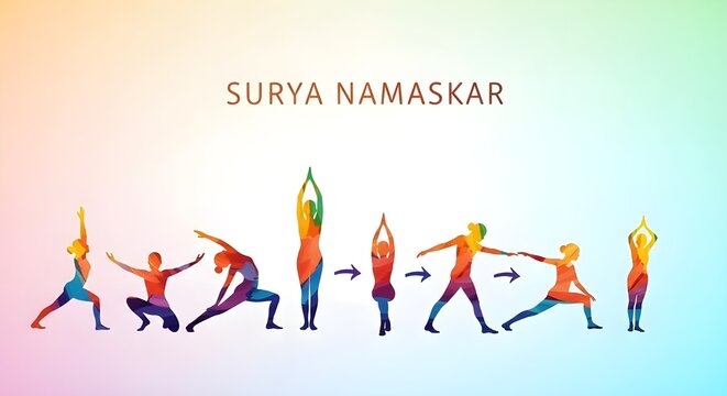 Surya Namaskar Sequence Sun Salutation Yoga Poses Step by Step Infographic