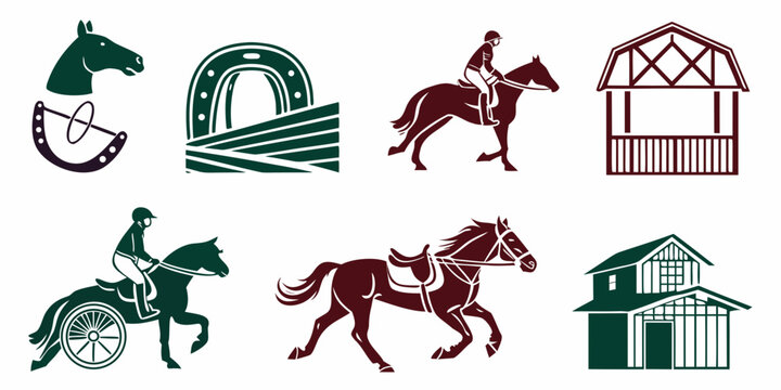 equestrian sports and horse riding icons Vector
