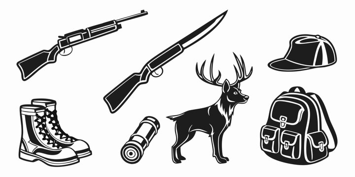 hunting gear and equipment for deer hunting Vector