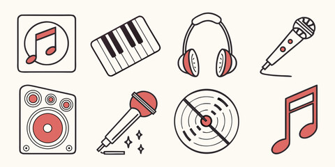 a collection of music icons and symbols Vector © Abu