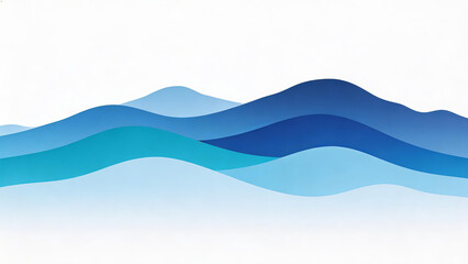 Fototapeta premium Abstract illustration of wavy blue mountain ranges with varying shades, smooth gradients, and a clean, minimalist design. Ideal for decorative backgrounds and artistic projects.
