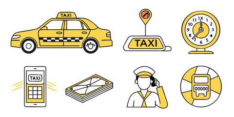 a set of taxi icons and symbols for various uses Vector © Lap