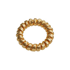 Obraz premium [Transparent Background PNG]Golden Twisted Coil Ring on White Background