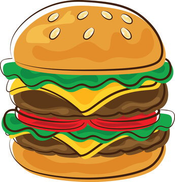 burger fast food doodle marker style