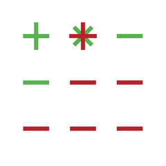 Obraz premium Grid of abstract symbols, featuring crosses, stars, and horizontal bars