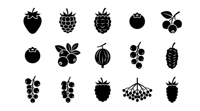Black icons of various berries.