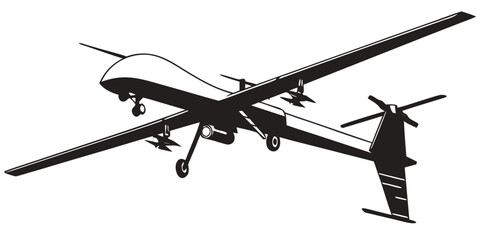 a black silhouette of a drone airplane with propellers Vector © Hemal
