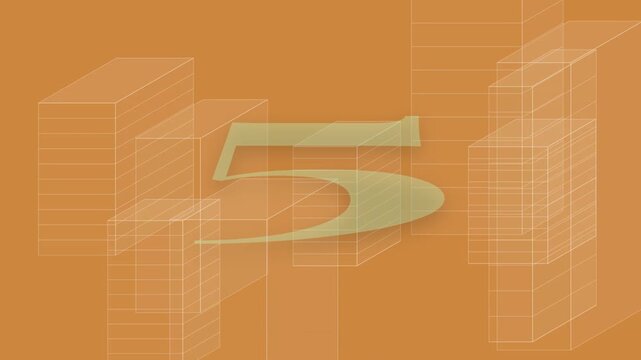 A colorful countdown timer from 10 to 1 over an orange architectural background