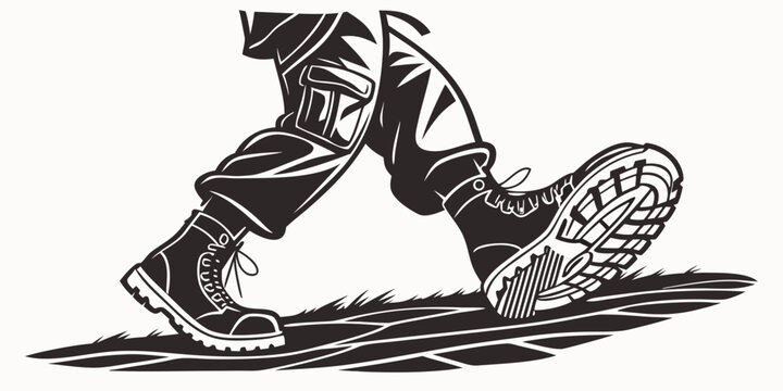 a person wearing sneakers is shown in mid stride Vector