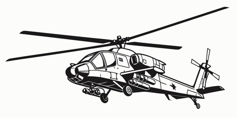 a black and white drawing of a helicopter Vector © Mithila