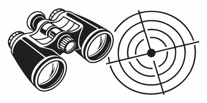 binoculars and a target with crosshairs Vector