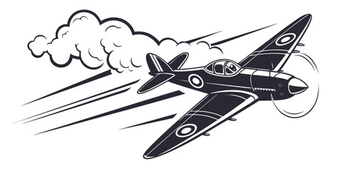 a small propeller plane flying through the air Vector © Arisfa