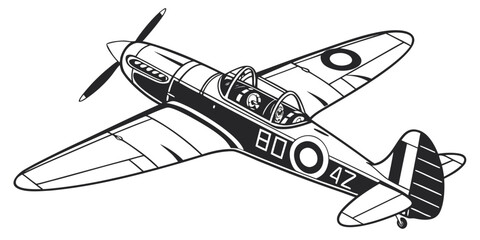 a vintage airplane with a single propeller Vector © Arisfa