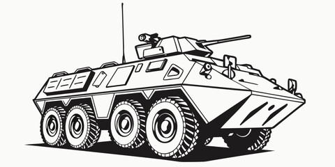 a military armored personnel carrier vehicle Vector © Arisfa