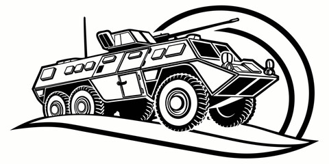 a military armored vehicle with a mounted gun Vector © Arisfa