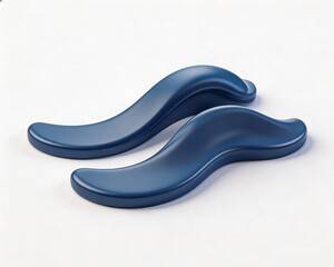 Two smooth blue curved objects on white background. Sleek, minimalist design with modern, ergonomic form for comfort and utility. Ideal for functional decor or industrial product visualization.