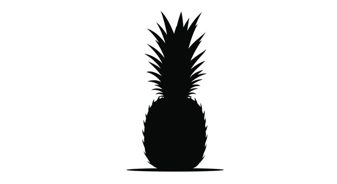 A stark silhouette of a pineapple against a bright white background