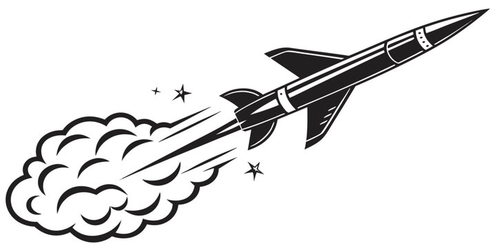 a rocket ship blasting off into the sky Vector