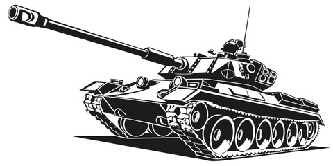 a black and white drawing of a tank Vector © Jannati