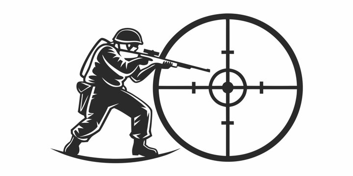 soldier aiming a rifle at a target Vector