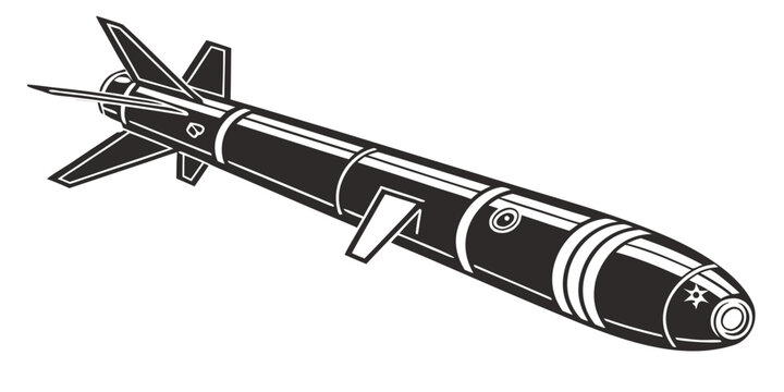 a black missile with fins and guidance system Vector