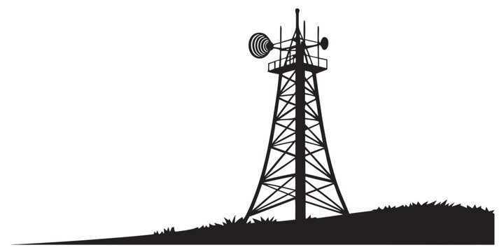 a tall metal cell tower with antennas on top Vector