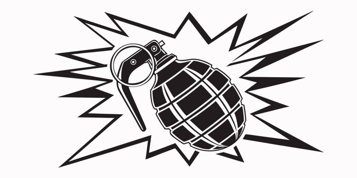 a black and white drawing of a grenade Vector