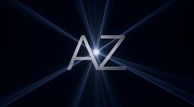 Illuminating letter combination AZ with converging light beams and dark background
