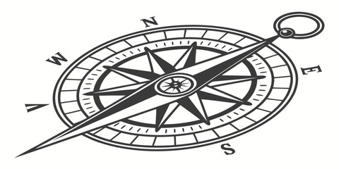 a black and white drawing of a compass Vector © Lisa