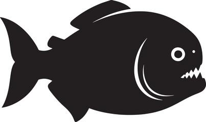 Fototapeta premium Angry shark fish with sharp teeth and fins swimming sideways to right isolated on transparent background