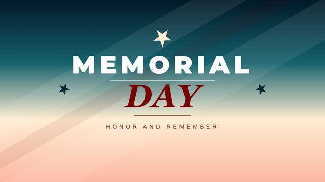 Patriotic remembrance day background animation honoring fallen heroes and veterans with stars and a gradient sky for solemn occasions and national