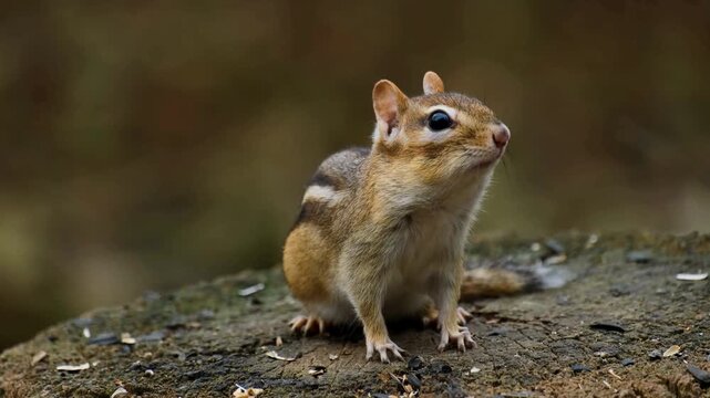 Small chipmunk on a tree stump