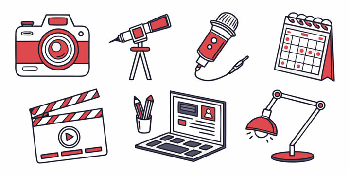 a collection of film and video production tools Vector