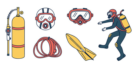 scuba diver with equipment for underwater diving Vector © Tonni