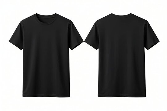 Mock up of blank black T shirt with an isolated white background 