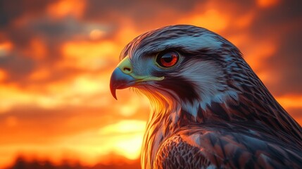 Majestic Hawk Portrait at Sunset.