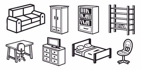 a collection of furniture for a home or office Vector © Tonni