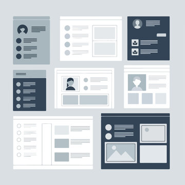 Illustration of several digital interface designs with user icons