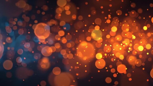 Abstract blurry dots random moving with shiny light. 