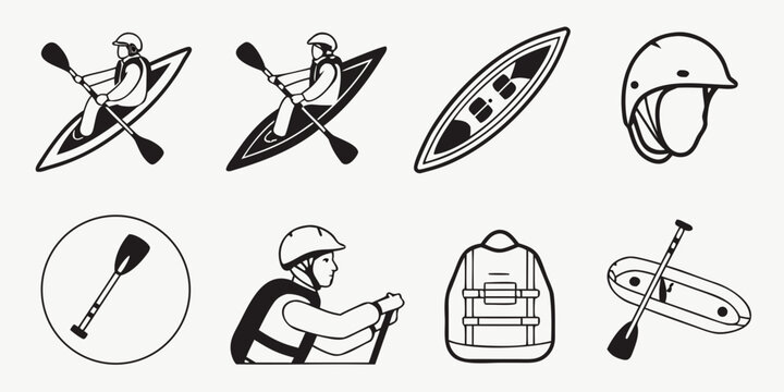 kayaking equipment and accessories Vector